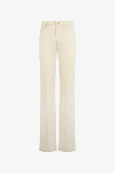 Roberto Cavalli Flared Jeans With Gold Details In Neutral