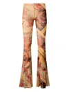 Roberto Cavalli Flared Printed Trousers In Brown