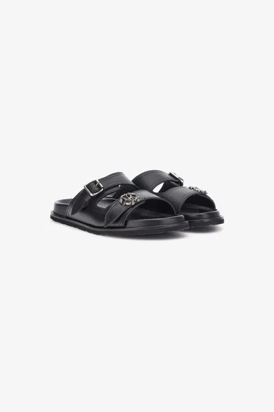 Roberto Cavalli Flat Sandals In Black