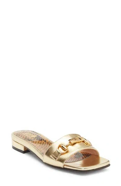 Roberto Cavalli Flat Slide Sandal In Gold