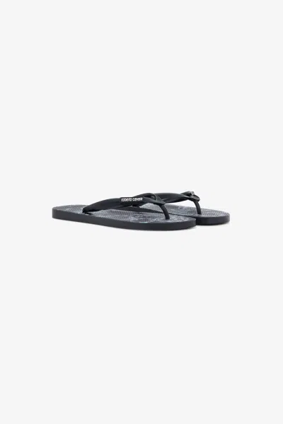Roberto Cavalli Flip-flops With Logo In Black
