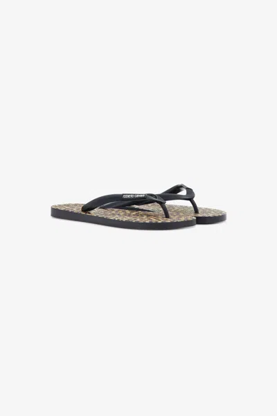 Roberto Cavalli Flip-flops With Logo In Brown