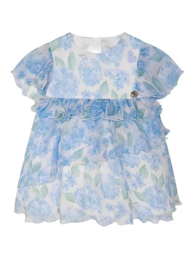 Roberto Cavalli Kids' Floral Dress In Blue
