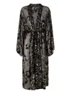 Roberto Cavalli See-through Robe With Floral Pattern In Black