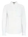 Roberto Cavalli Shirt With Perforated Rose Motif In Weiss