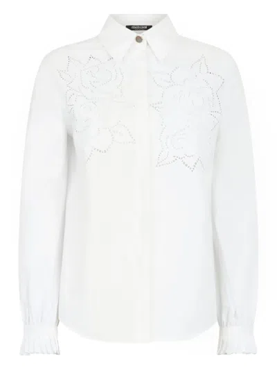 ROBERTO CAVALLI FLORAL-EMBROIDERED SHIRT