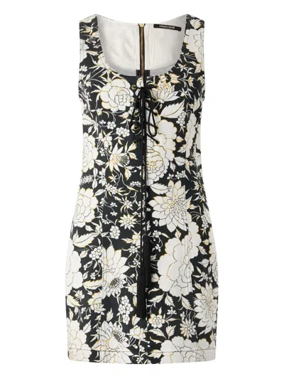 ROBERTO CAVALLI FLORAL LACE-UP MINI DRESS