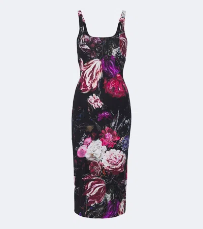 Roberto Cavalli Floral Midi Dress In Multi