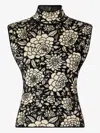 Roberto Cavalli Knitted Top With Jacquard Floral Pattern In Black