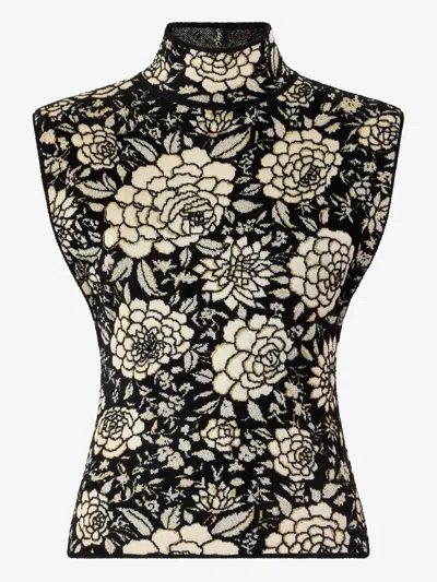 ROBERTO CAVALLI FLORAL-MOTIF HIGH-NECK TOP