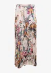 Roberto Cavalli Floral Print Asymmetric Silk Midi Skirt