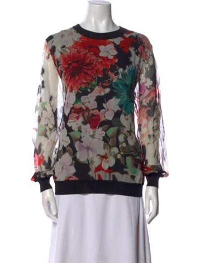 Pre-owned Roberto Cavalli Floral Print Bateau Neckline Sweatshirt In Black