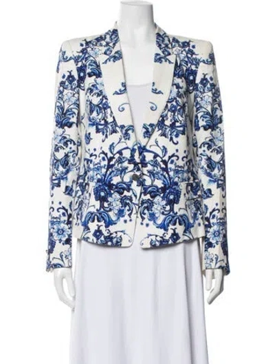 Pre-owned Roberto Cavalli Floral Print Blazer In Blue