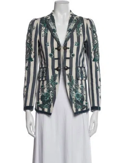 Pre-owned Roberto Cavalli Floral Print Blazer In Blue