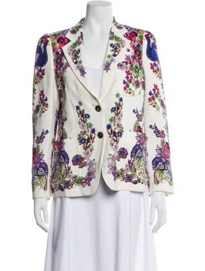 Pre-owned Roberto Cavalli Floral Print Blazer In Neutrals