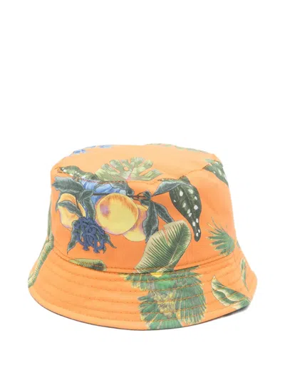 Roberto Cavalli Babies' Floral-print Bucket Hat In Green
