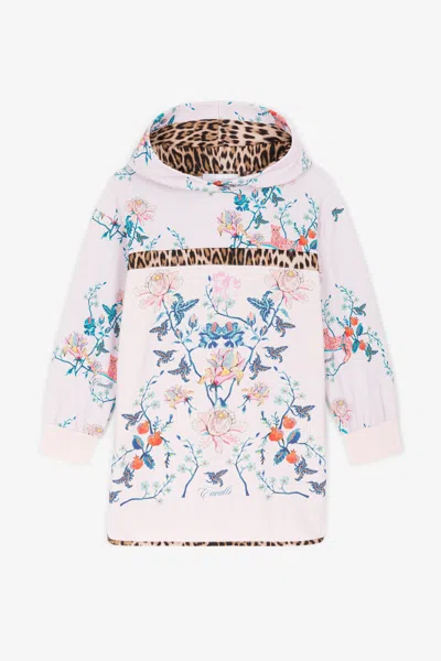 Roberto Cavalli Floral-print Cotton Hoodie In Pink