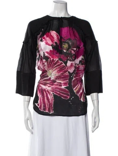 Pre-owned Roberto Cavalli Floral Print Crew Neck Blouse In Multi