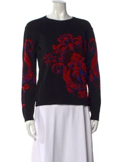 Pre-owned Roberto Cavalli Floral Print Crew Neck Sweater In Black