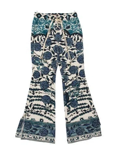 Pre-owned Roberto Cavalli Floral Print Flared Pants In Blue