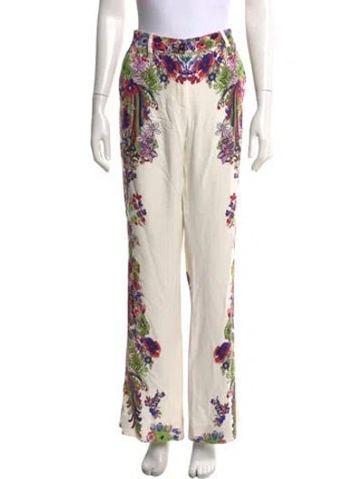 Pre-owned Roberto Cavalli Floral Print Flared Pants In Neutrals