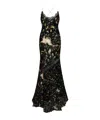 Roberto Cavalli Floral-print Gown In Black