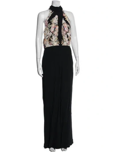Pre-owned Roberto Cavalli Floral Print Halterneck Jumpsuit In Black