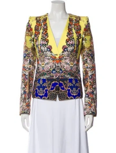 Pre-owned Roberto Cavalli Floral Print Jacket In Yellow