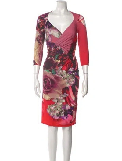 Pre-owned Roberto Cavalli Floral Print Knee-length Dress In Multi
