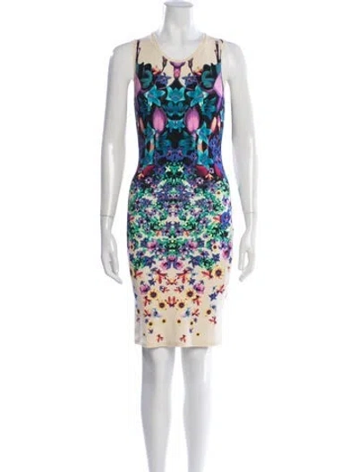 Pre-owned Roberto Cavalli Floral Print Knee-length Dress In Neutral
