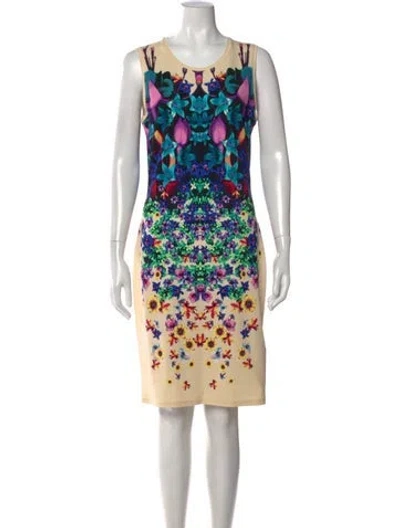 Pre-owned Roberto Cavalli Floral Print Knee-length Dress In Neutral