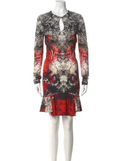 Pre-owned Roberto Cavalli Floral Print Knee-length Dress In White