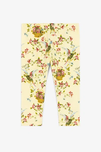 Roberto Cavalli Kids' Floral-print Leggings In Yellow