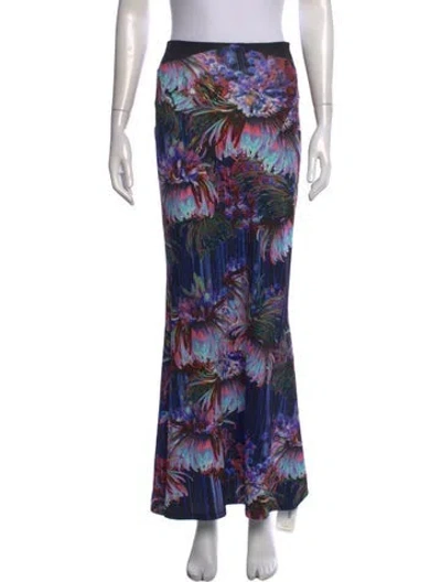 Pre-owned Roberto Cavalli Floral Print Long Skirt In Black