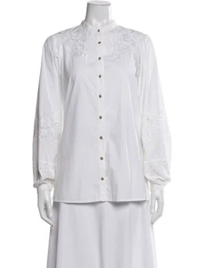 Pre-owned Roberto Cavalli Floral Print Long Sleeve Blouse In Neutrals