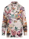 Roberto Cavalli Beige Silk Shirt With Multicolor Floral