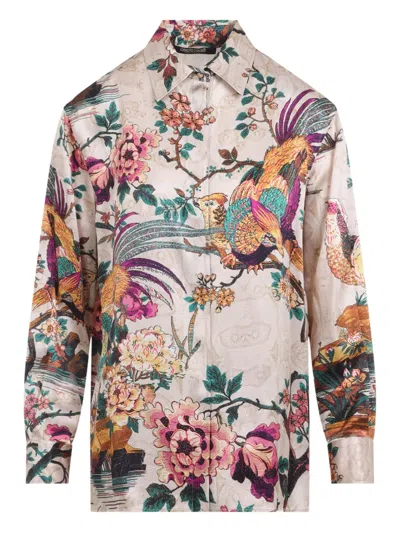 ROBERTO CAVALLI FLORAL-PRINT LONG-SLEEVE SHIRT