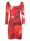 Roberto Cavalli Floral-print Mini Dress In 02000 Red