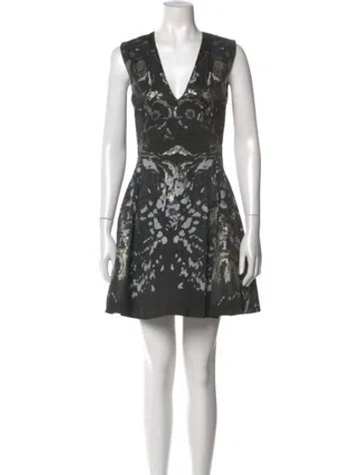 Pre-owned Roberto Cavalli Floral Print Mini Dress In Black