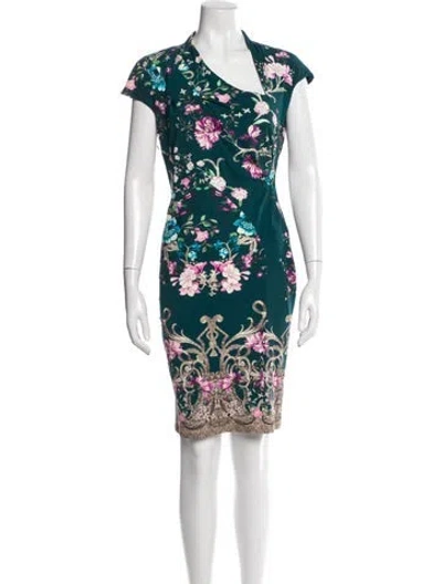 Pre-owned Roberto Cavalli Floral Print Mini Dress In Blue