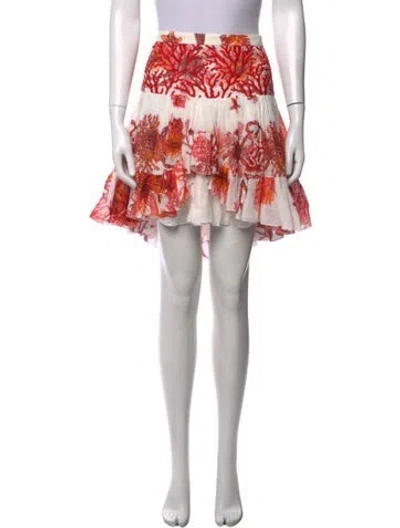 Pre-owned Roberto Cavalli Floral Print Mini Skirt In Red