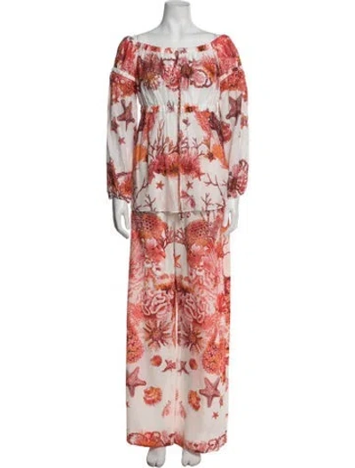Pre-owned Roberto Cavalli Floral Print Pant Set In Neutrals