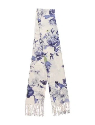 Pre-owned Roberto Cavalli Floral Print Scarf In Blue