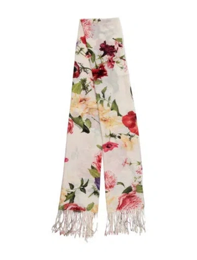 Pre-owned Roberto Cavalli Floral Print Scarf In Neutrals