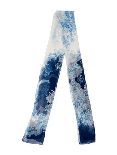 Pre-owned Roberto Cavalli Floral Print Scarf In Purple