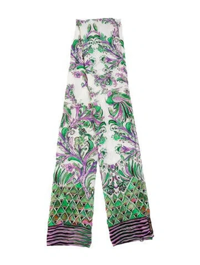 Pre-owned Roberto Cavalli Floral Print Scarf In Purple