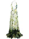 Roberto Cavalli Printed Silk Chiffon Self-tie Maxi Dress In Multicolour