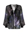 Roberto Cavalli Floral-print Silk Shirt In Purple