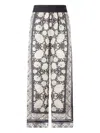 Roberto Cavalli Floral-print Silk Trousers In Gray