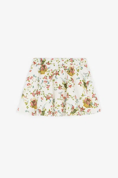 Roberto Cavalli Floral-print Skirt In White
